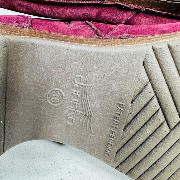 Excellent Dansko Barbara Bootie In Beautiful Wine Nubuck, Women’s Size 36-5-5,5 - Picture 8 of 8